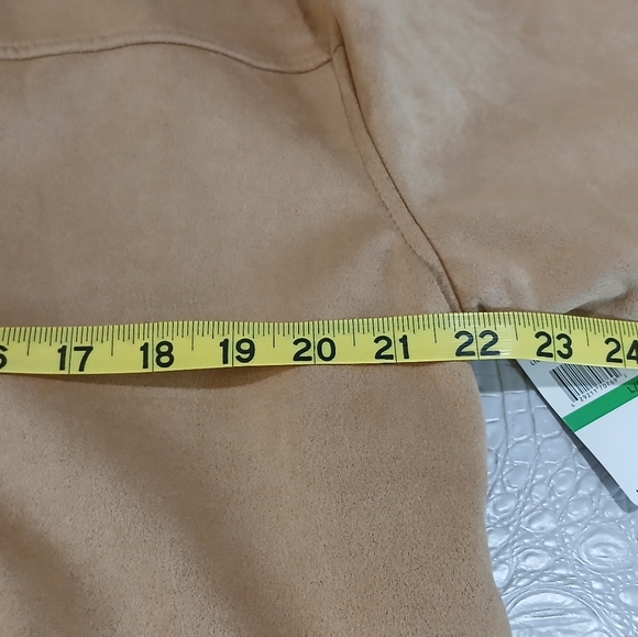 Laundry by Shelli Segal sz L Tan Faux Suede Jacket with Snap Closure Tie Waist - Picture 12 of 14